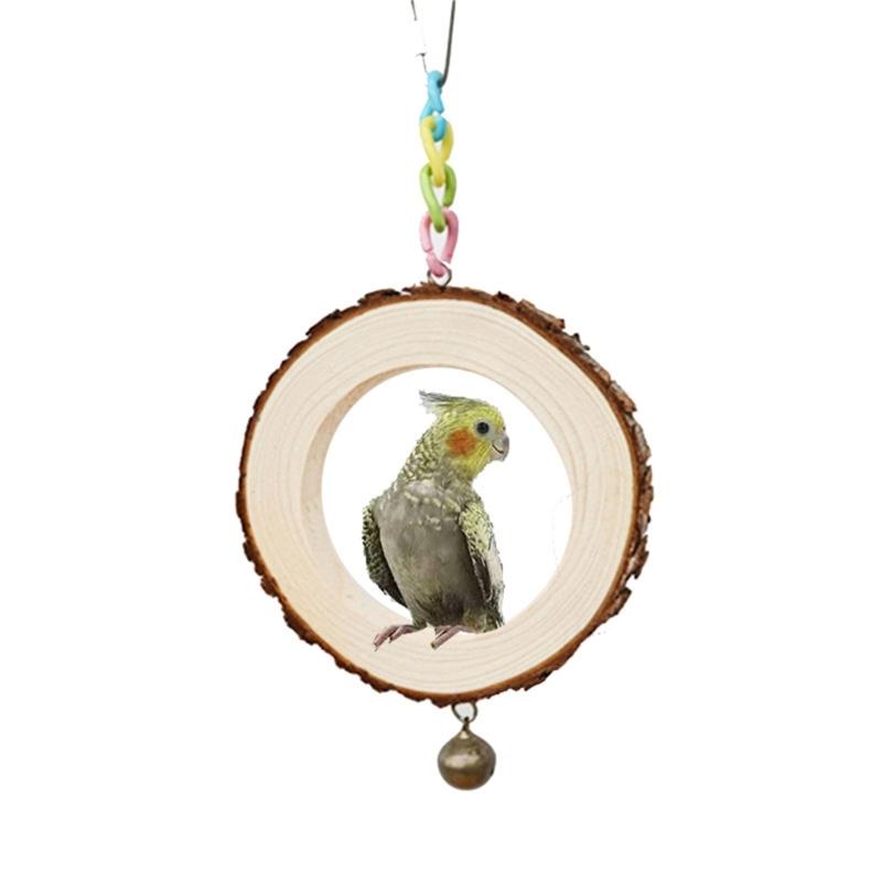 Parrots Toy Hammock Swing Toy Swing Standing Training Supplies Toy Wood Hammock with Colorful Link Toy
