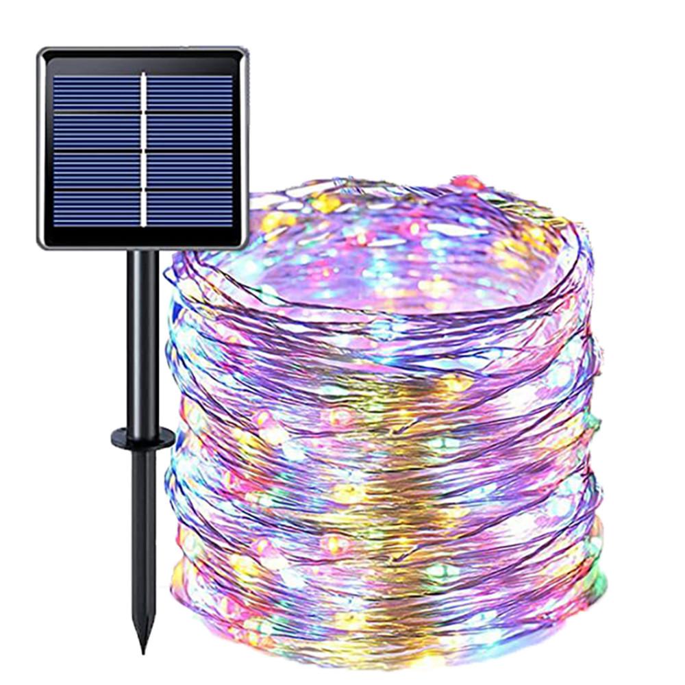 

100 светодиодных солнечных гирлянд из медной проволоки, водонепроницаемые, для рождественской вечеринки, солнечная лампа для сада и свадьбы на открытом воздухе 4m 20leds разноцветный