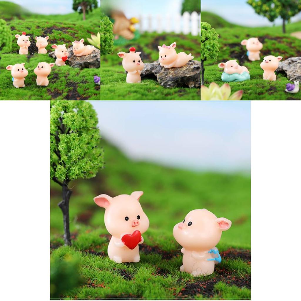 Adorable Resin Pig Figurine For Car Decor And Desktop Ornaments Creative Cartoon