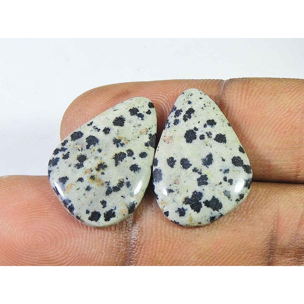 15.90Cts. Natural Dalmation Jasper (15mm X 23mm Each) Cabochon Match Pair SK-2516