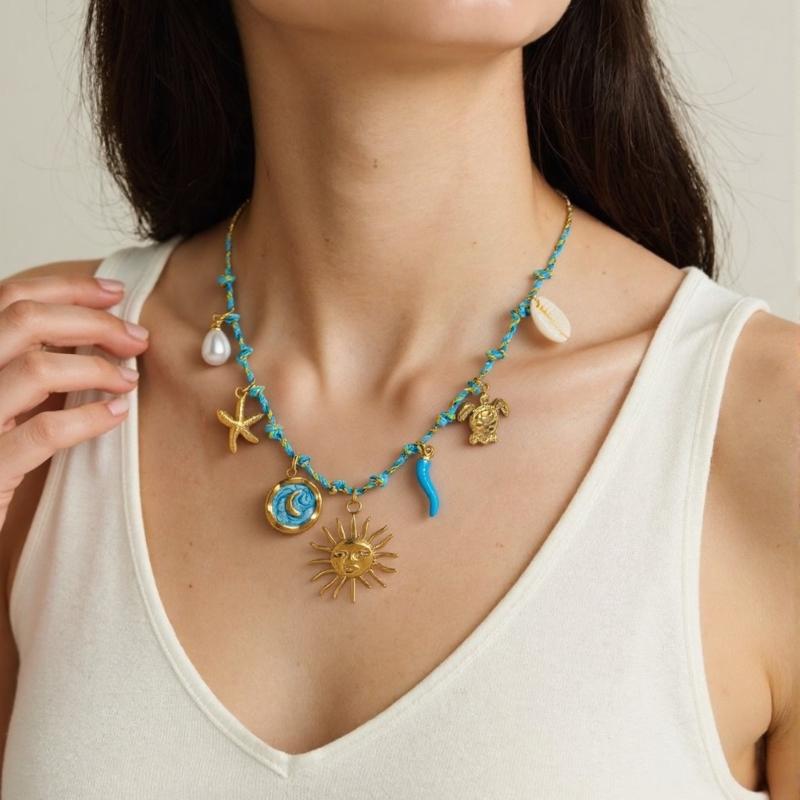 Handcrafted Knot Design Starfish Necklace Comfortable Rope Chain Jewelry Accessory For Casual Outfit Enhancer