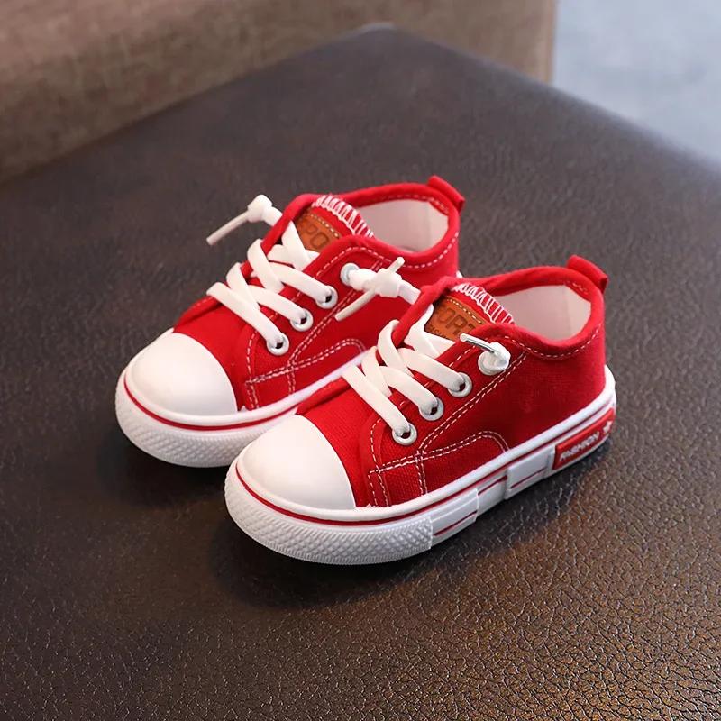 Baby Canvas Shoes  New Casual Infant Walking Shoes for Girls Boys Kids Sneakers Fashion Breathable Toddler Shoes 21-30 21 красный