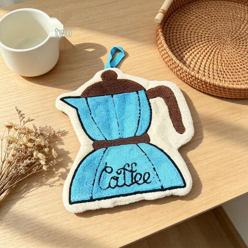 Coffee-Themed Hangable Hand Towel for Kitchen, Bath, and Kids