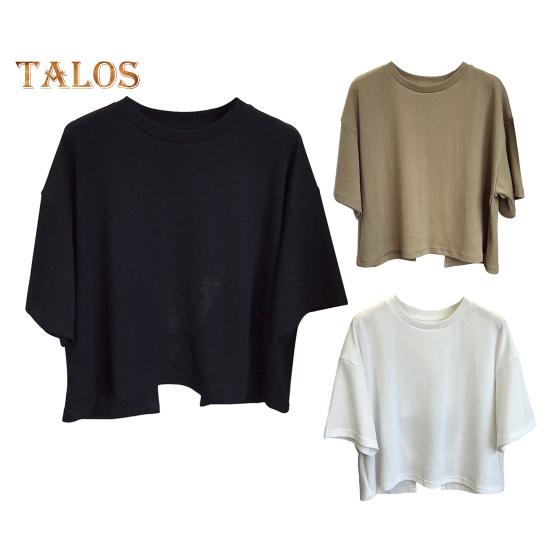 Dámské zkrácené topy s kulatým výstřihem a krátkým rukávem, design s dutými zády, jednobarevné topy, letní prázdninové tričko