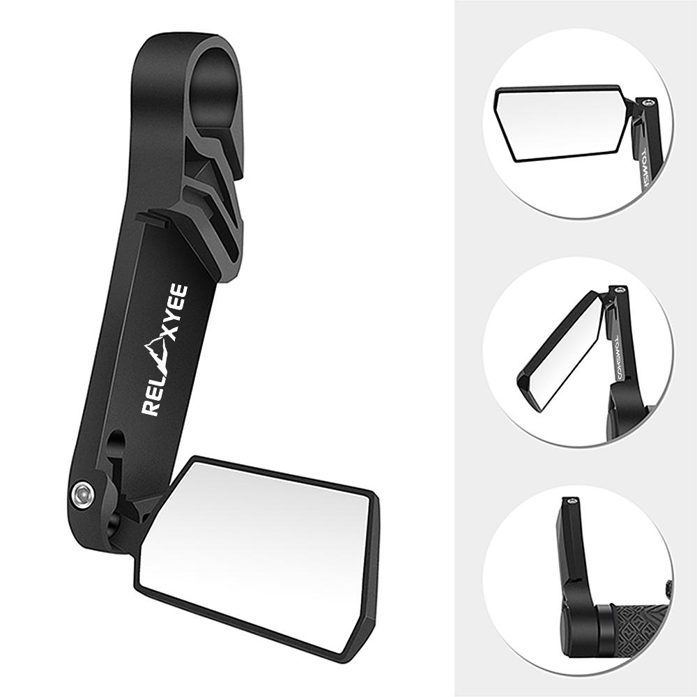 RELAXYEE 2pcs Bike Mirror Cycle Rear View Mirror Foldable 360 Degree Rotating Rearview Bicycle Mirrors Handlebar Safety чёрный