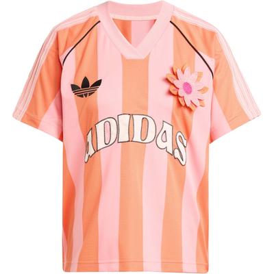 adidas Originals Striped Letter Loose Short Sleeve T-Shirt Women Tops Pink KC0673