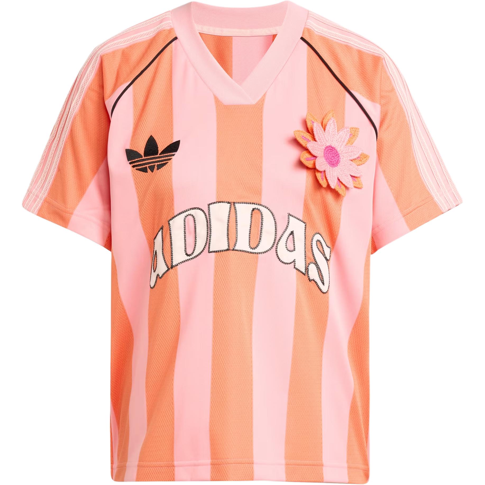 

Adidas Originals Striped Letter Loose Short Sleeve T-Shirt Women Tops Pink KC0673 A/S