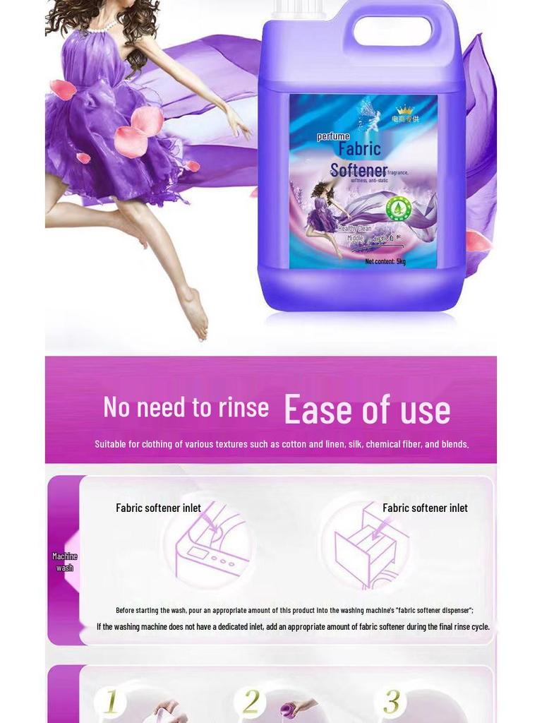Lavender Anti-Static Fabric Softener, 10 Jin, Long-Lasting Fragrance with Large Capacity for Household Use.