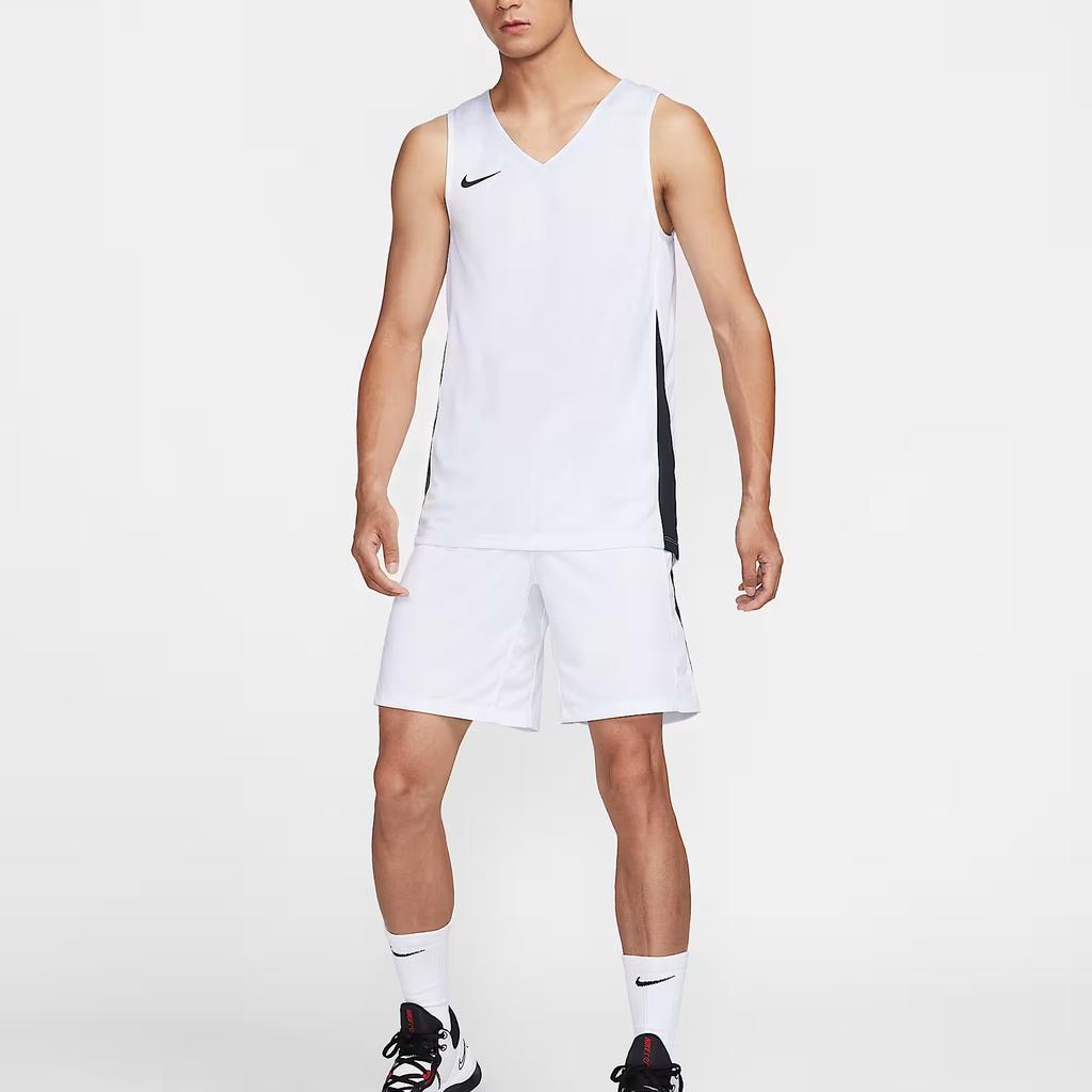 Nike Color Block Breathable V-Neck Sleeveless Basketball Jersey Men Tops White HF0519-100