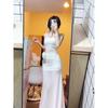 Wind Temperament Bandeau Backless Beach Resort Dress Is Pure and Beautiful, Unique White Pinched Waist Skirt