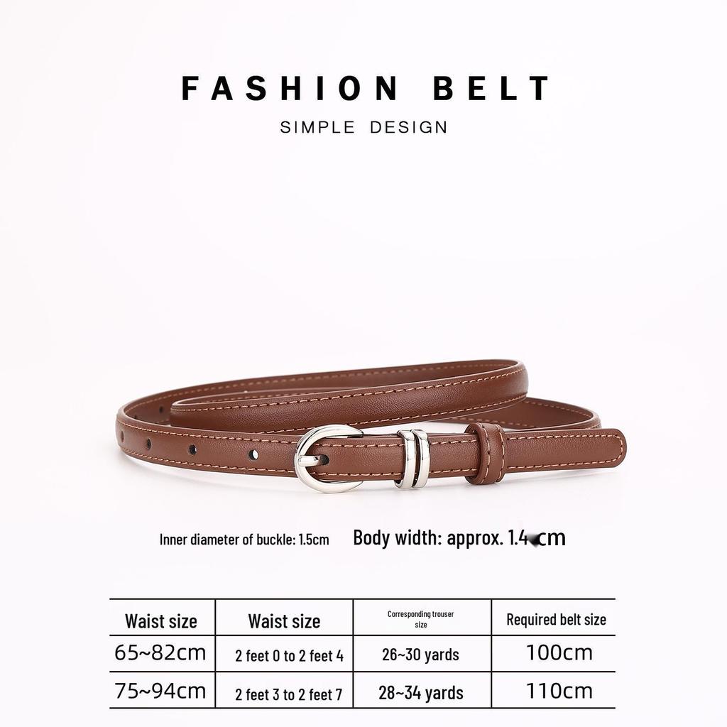 Women's Genuine Leather Dress Belt - Versatile, Thin, Fashionable Cowhide Waistband for Business Fashion