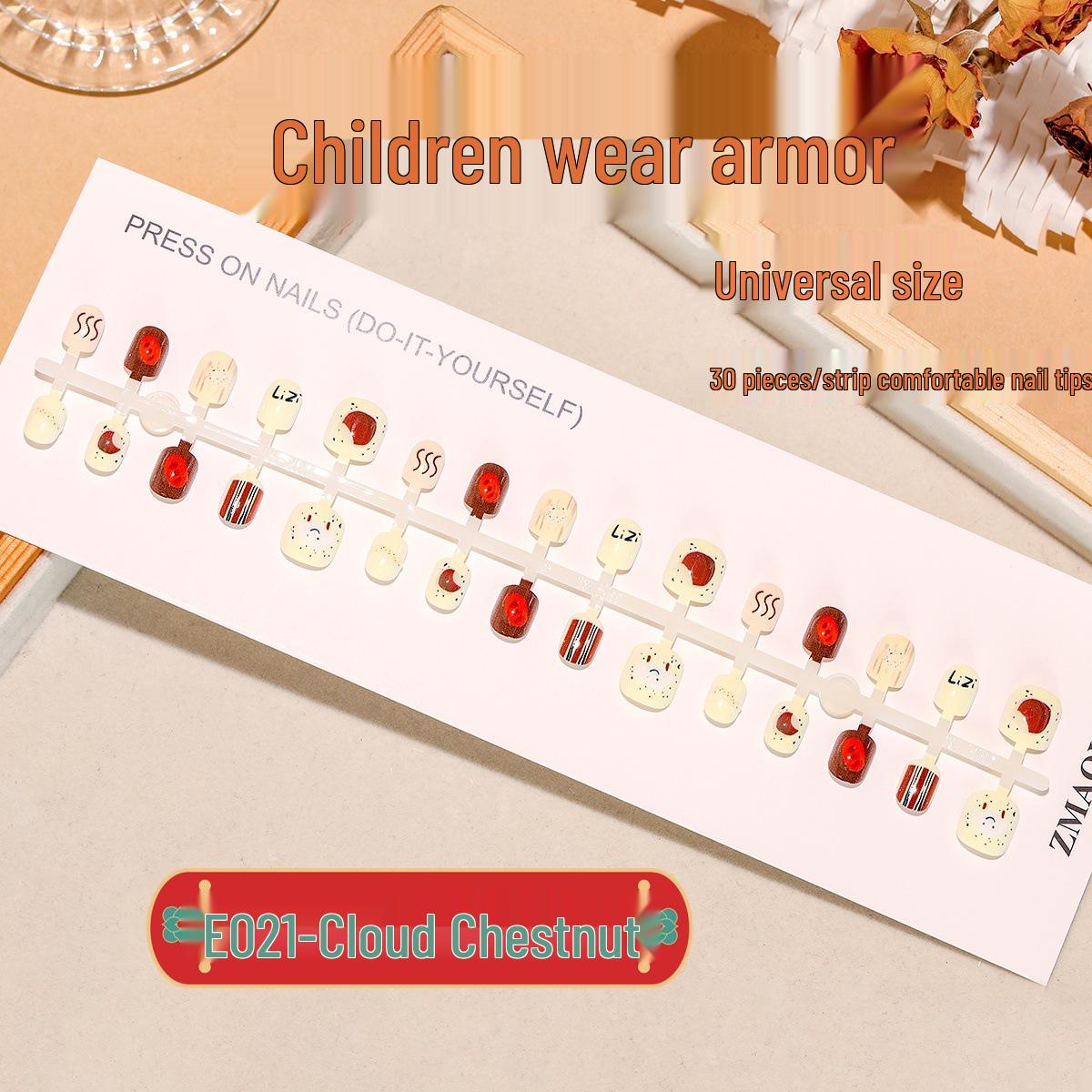 

E021 Cloud Chestnut Cute Kids Wearable Handmade Nail Art Pre-made One Size
