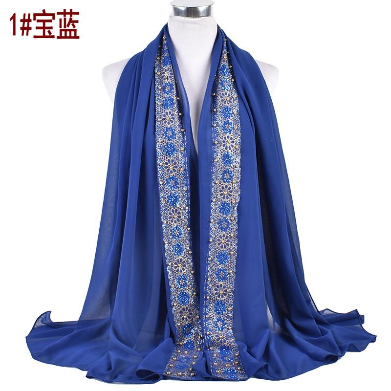 2023 Summer New Solid Color Hot Diamond Sequins Steel Ball Chiffon Baotou Scarves and Scarves In Stock