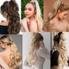 Synthetic 22 Inches Long Wavy Wrap Around Clips In Ponytail Hair Extension Blonde Black Natural Hair Piece KTB