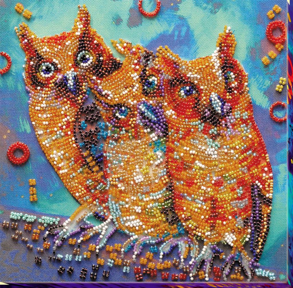 Midi-Kit für Perlenstickerei auf natürlicher Kunstleinwand Abris Art Birds