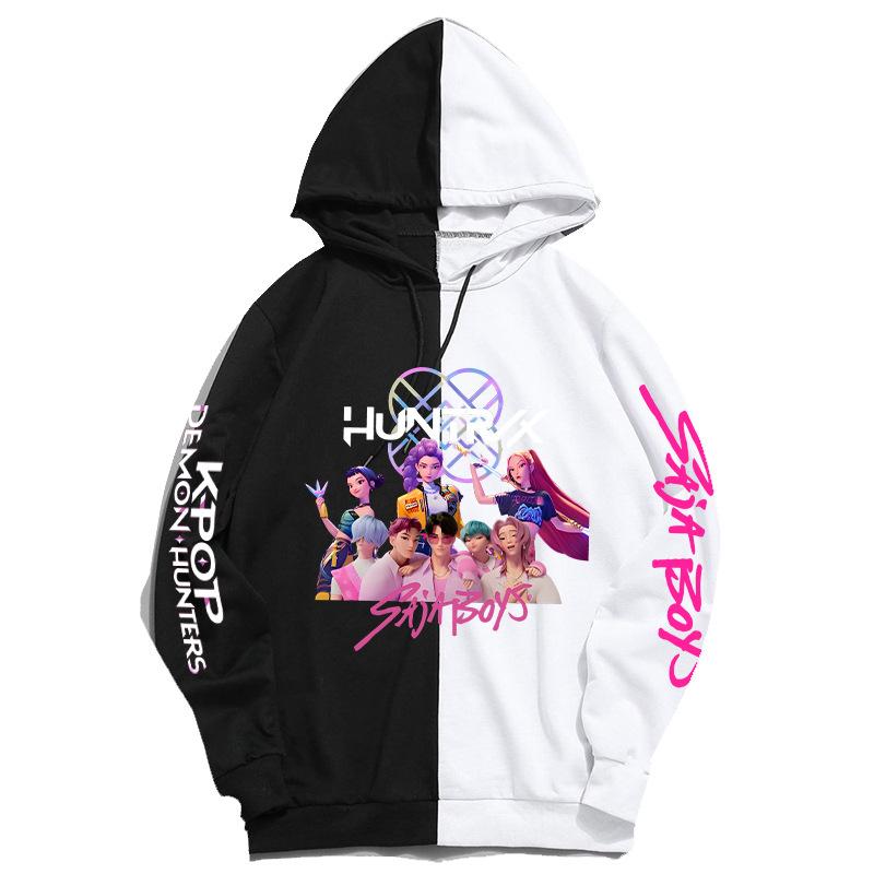 KPop Lovci démonů Periferní Barevně blokovaná Mikina Ležérní Pohodlná Podzim Zima Uvnitř Venku Všestranná Módní Mikina