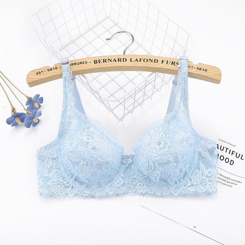 Europe and The United States Thin Single-layer Sexy Bra Full Lace Steel Ring Cottonless Bra Adjustable Big Yards Bra