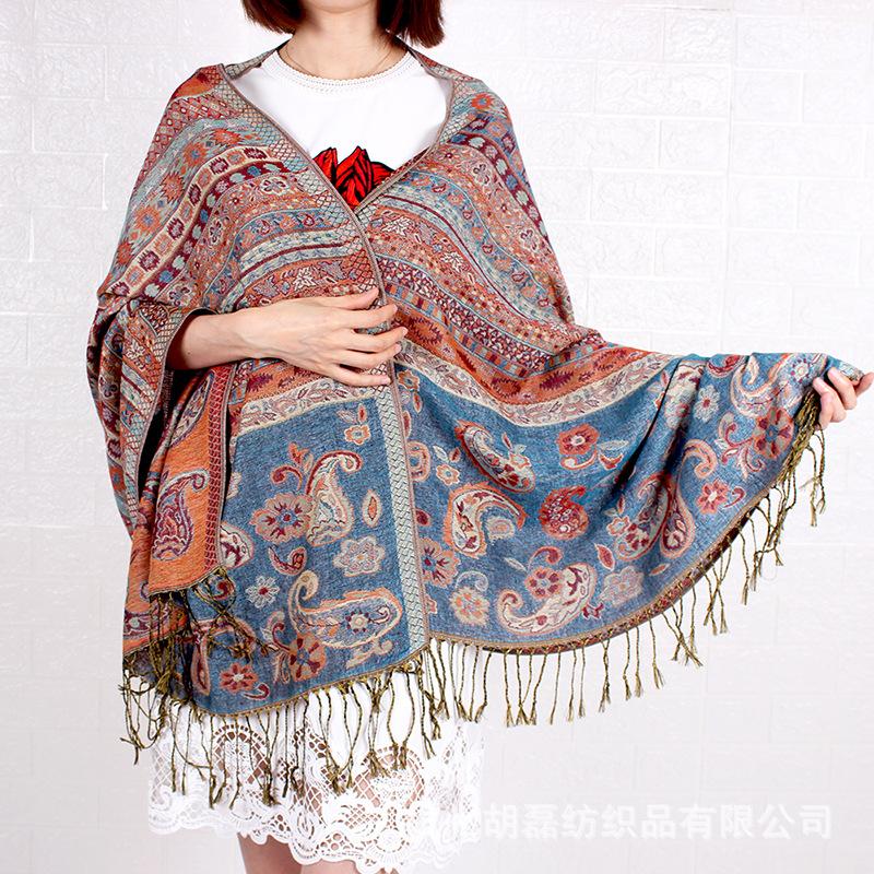 Autumn and Winter New Cashew Jacquard Scarf Shawl Air Conditioner Sun Protection Travel Shawl Women