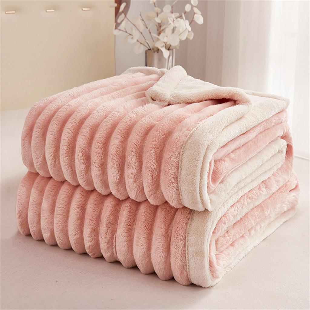 Plush Double Layer Fleece Throw Blanket Soft Warm Cozy Lightweight 150x200cm Suitable for Home Office Travel Use