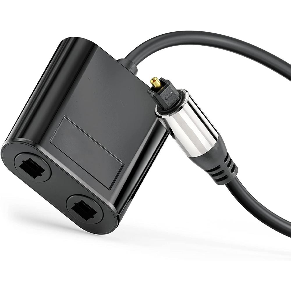 Hannord Optical Fiber Cable 2 In 1 Splitter Toslink Splitter SPDIF 2 In To 1 Out Gold Plated Connectors For PC Laptop PS5 DVD