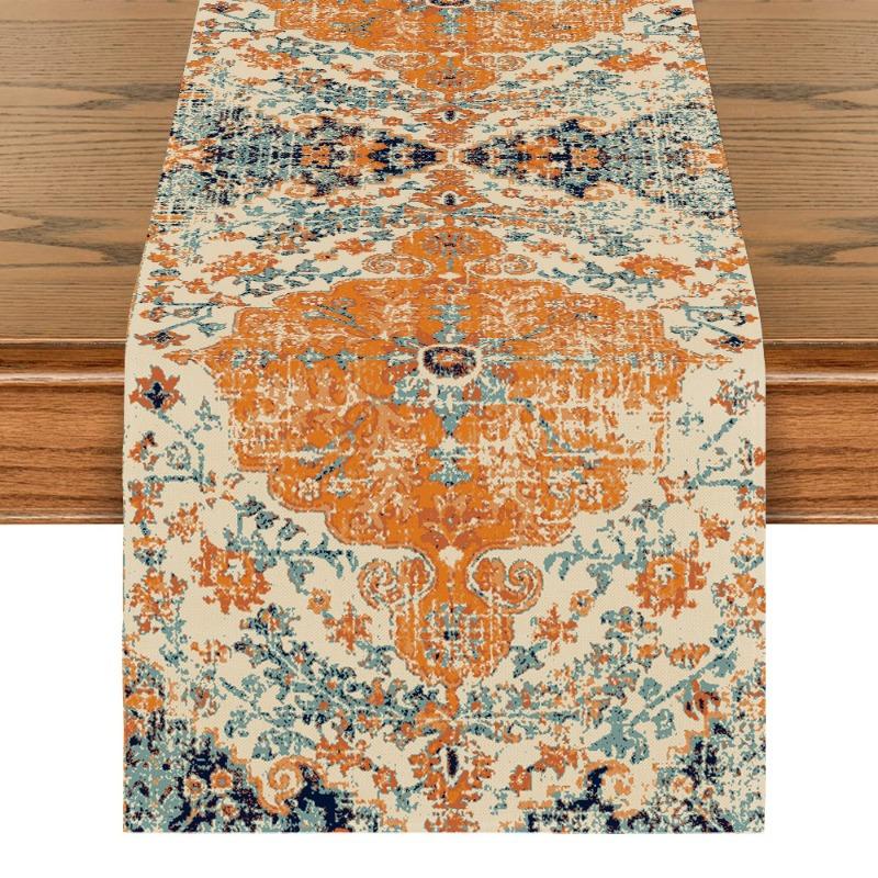 Ethnic Style Table Flag Restaurant Fabric Decoration Linen Tablecloth Dining Table Mat Bohemian Style Home Soft Decoration