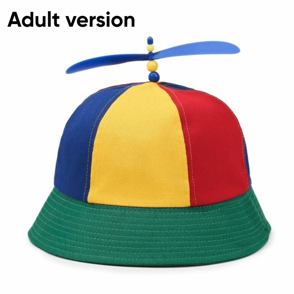 Rainbow Windmill Bamboo Dragonfly Cap Sun Protection Fishermen Cap Summer Beach Cap  Kids Adults