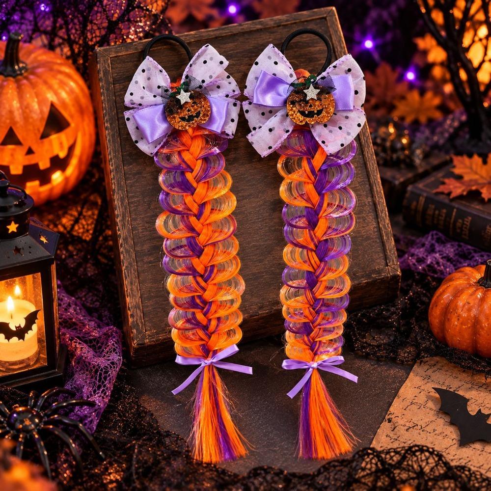 2Pcs Butterfly Halloween Fashion Hair Ties Spooky Cute Hair Additions Ponytail Hair Bands  Gift