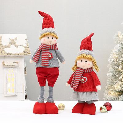 Spot Wholesale 59cm Retractable Fabric Boy and Girl Doll Christmas New Product New Year Decorative Doll Ornament