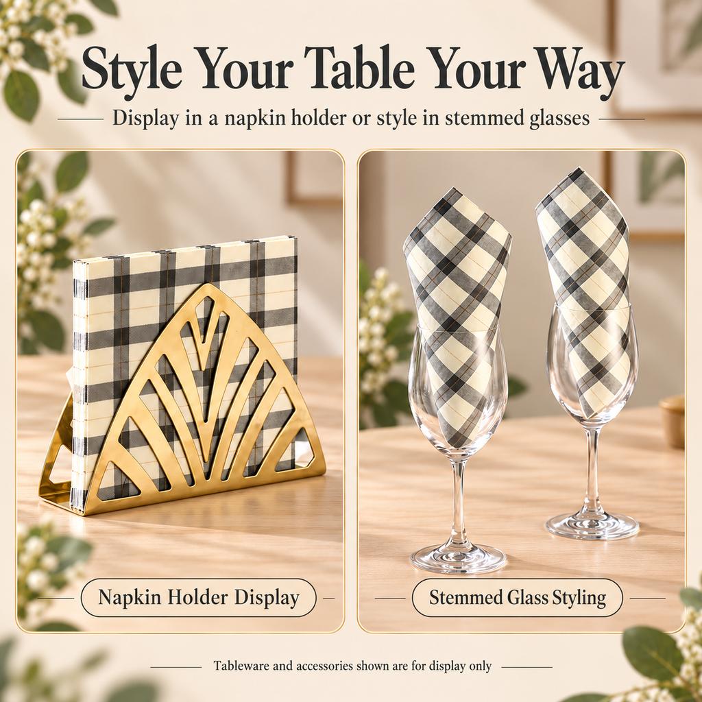 20pcs Plaid Paper Napkins 2-Ply 33x33cm