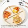  22cm Unbreakable Divided Dinner Plate Plastic Texture Serving Dish for Kids and Family Microwave and Dishwasher Safe