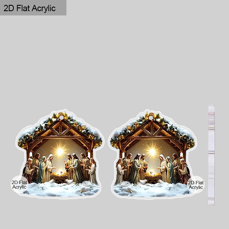 2D Flat Art Retro Nativity Scene Pattern Christian Spiritual Religious Painting Acrylic Christmas Earrings Jewelry Women's Accessories Epiphany Gifts