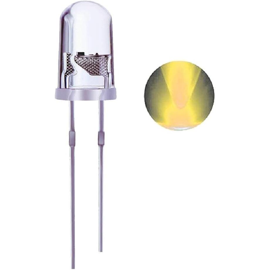100PCS 5mm Warm White LED Diode Lights Clear Emitting LEDs for High Intensity Super Bright Lighting Bulb Lamps Electronics Components Lamp Diodes