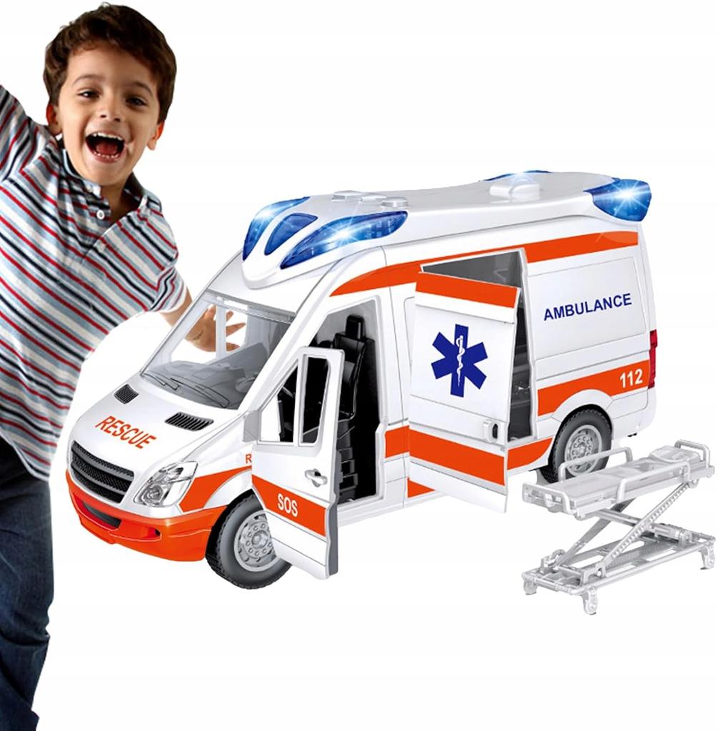 Spielzeug Krankenwagen mit Geräuschen und Lichtern Trage + Batterien