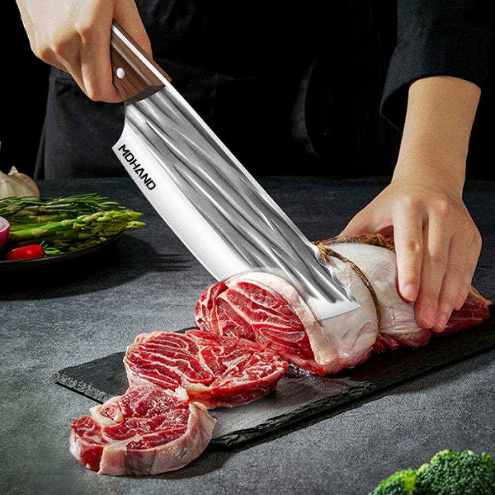14pcs Chef Knife Hand Forged Cleaver Fruit Slicing Knife Butcher Boning Knife Wood Handle Striped Blade Kitchen Knives Set