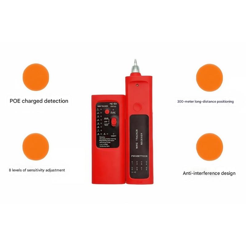 Professional RJ45 RJ11 Networking Cable Tester With 8 Sensitivity Mode And POE Detection For Ethernet And Phone Lines