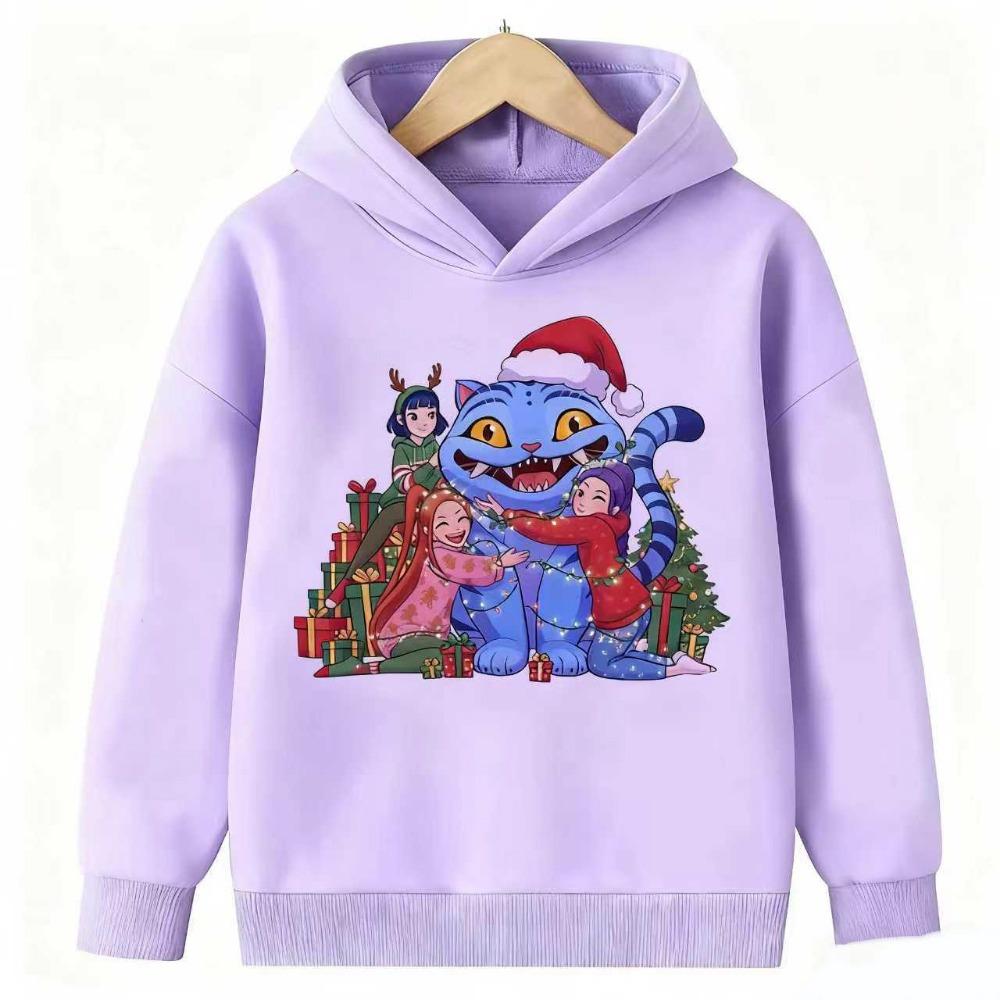 2025 New Kpop Devil Hunter Christmas Edition Children's Hoodie Manga Children's Sportswear Cute Tiger Printed Girl Children's Top