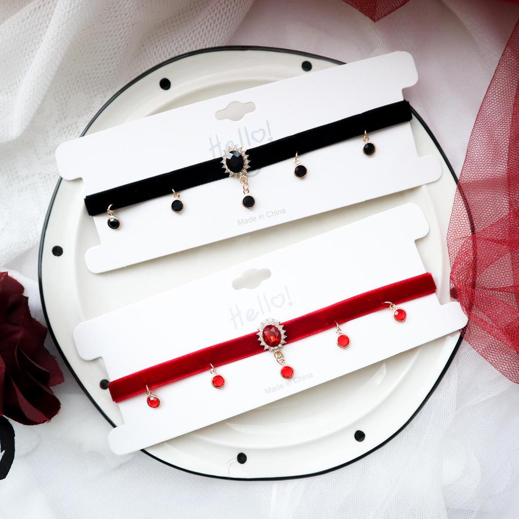 Collana Choker Elegante da Donna Rosso Vino con Cristalli - Accessorio per Capodanno e Natale