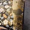 Used Goshuincho case, Goshuincho pouch, Obi remake, Fukusa type, Kimono remake, Japanese pattern, Japanese style, Black, Flower crest, One-of-a-kind,
