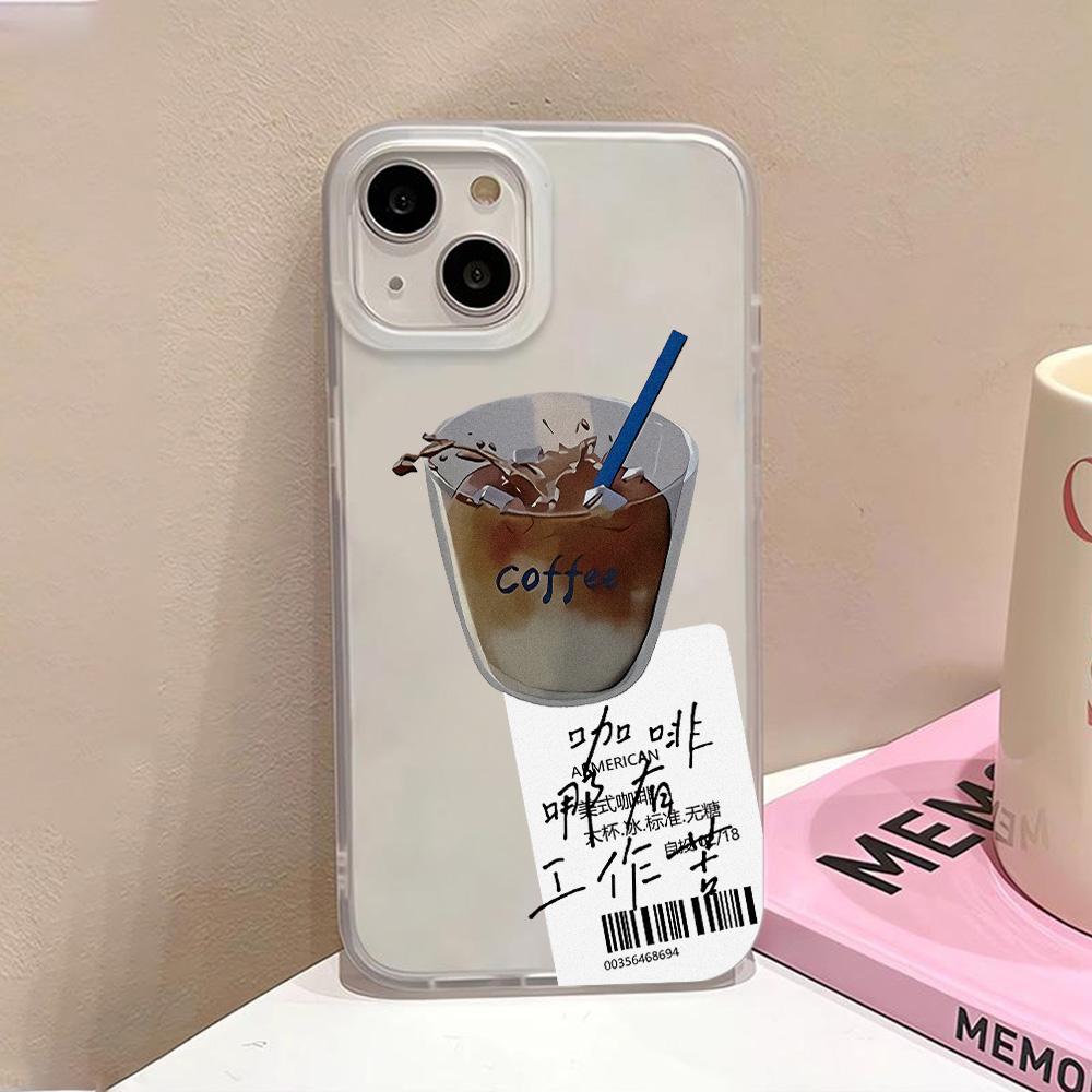 Fashion Coffee Silicone Phone Case For iPhone 13 Pro Max Case for iPhone 11 12 14 15 Pro Max Plus 12 13 Mini Shockproof Cover