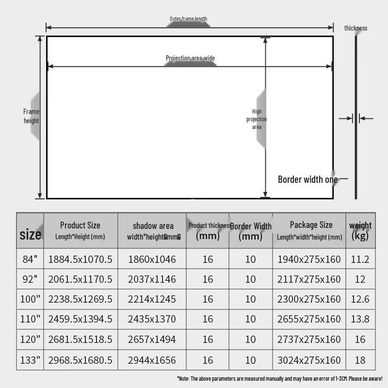 IN&VI 133-inch 16:9 HD Wall-Mounted Projector Screen