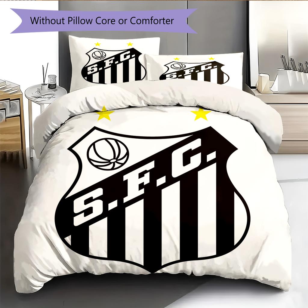 Santos FC Pattern Bedding Home Decoration Birthday Gift (1 * duvet cover + 2 * pillowcase, without core)