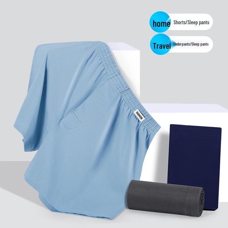 YUZHAOLIN Men's Pure Cotton Loose Boxer Sleep Shorts (2-Pack)