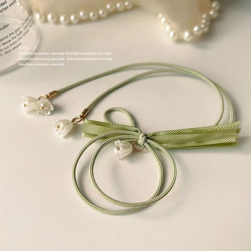 Set lily of the valley flower rubber band hair ring high elasticity and durable Korean version of the head rope new fresh girl hair tie rope