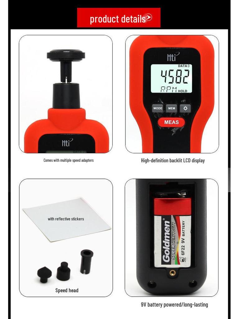 Xinsite HTIHT522 High-Precision Contact & Photoelectric Tachometer