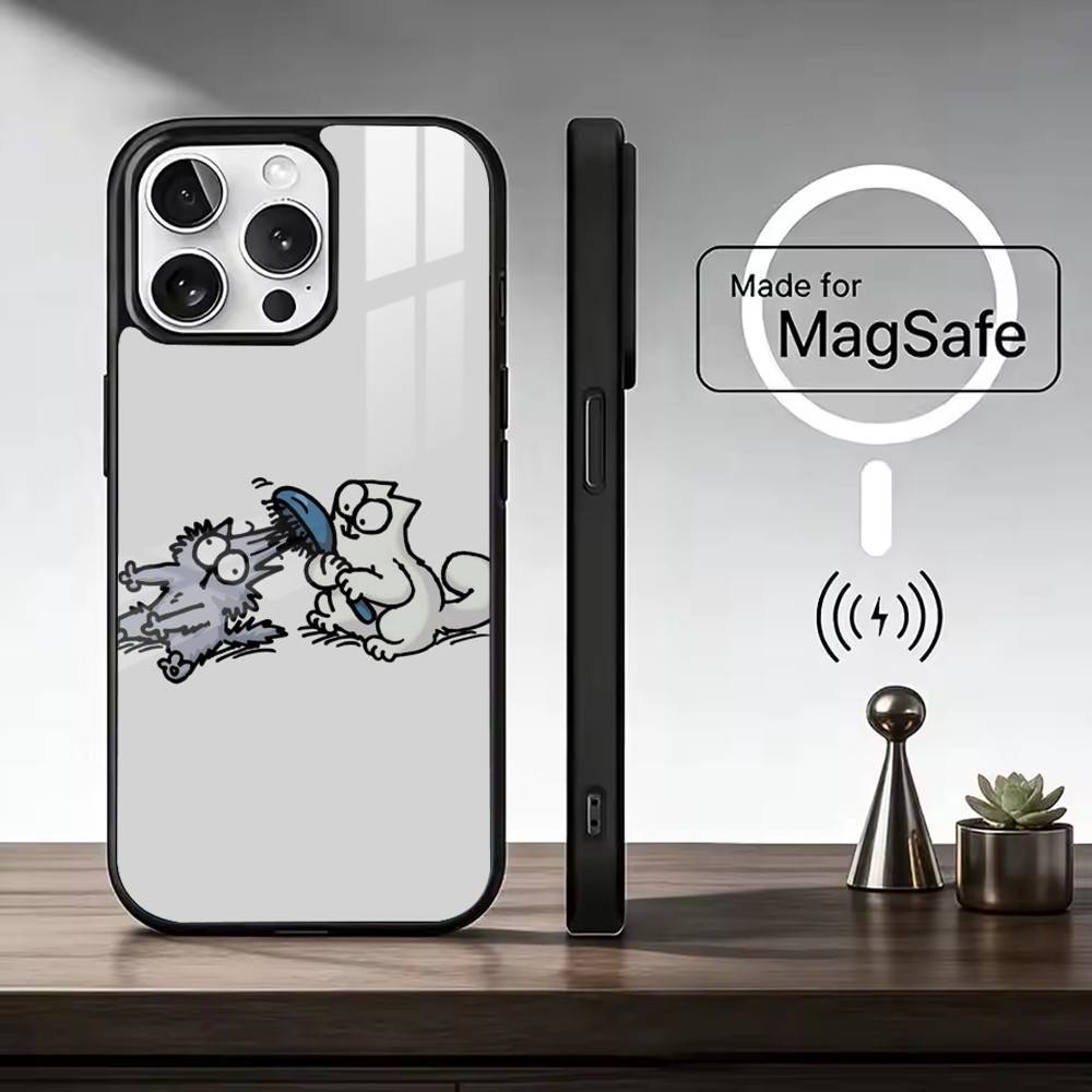 Simons Cat Phone Case For iPhone17,16,15,14,13,12,11 Plus,Pro Max Magnetic For Magsafe Wireless Charging
