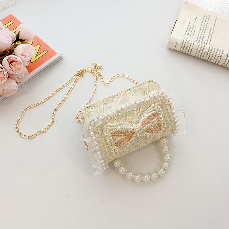 New Lace Pearl Bow Small Square Bag Travel Lipstick Crossbody Bag Small Bag Bolsos De Mujer Lujo 2025 Drop Shipping