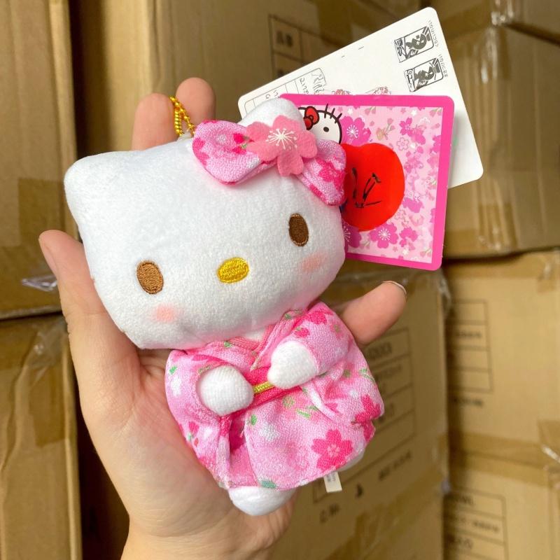 Japanese Style Ooku Mount Kimono Fuji Hello Kitty Pink Sakura Plush Doll Pendant Cute Wafuku Kitty Cat Soft Small Accessory