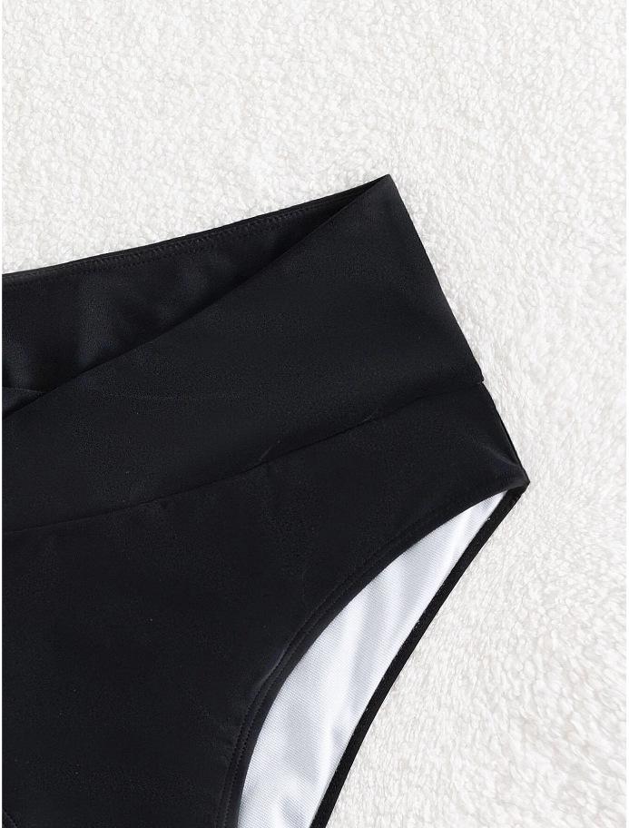 Braguitas de Baño Bodycon de Cintura Alta - Color Sólido, Estilo Vacacional Europeo y Americano Traje de Baño para Mujer