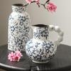 French-Chinese Ice Crackle Blue & White Ceramic Vase: Entrance & Living Room Decor