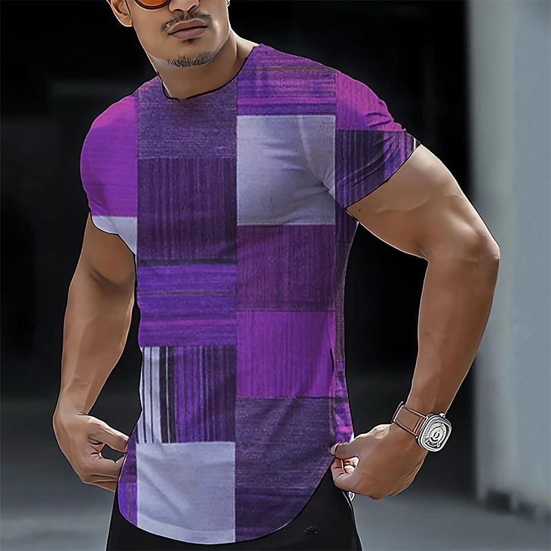 

Клетчатая футболка для мужчин, летние футболки, топы, свободные, с коротким рукавом, модная мужская одежда, повседневная футболка, быстросохнущая, уличная одежда 4XL